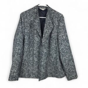 CJ Banks Women’s 2X Black White Tweed Blazer Jacket Academia Open Front Pockets
